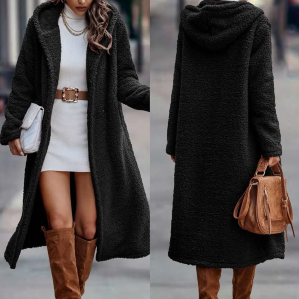 Double breasted hooded teddy coat